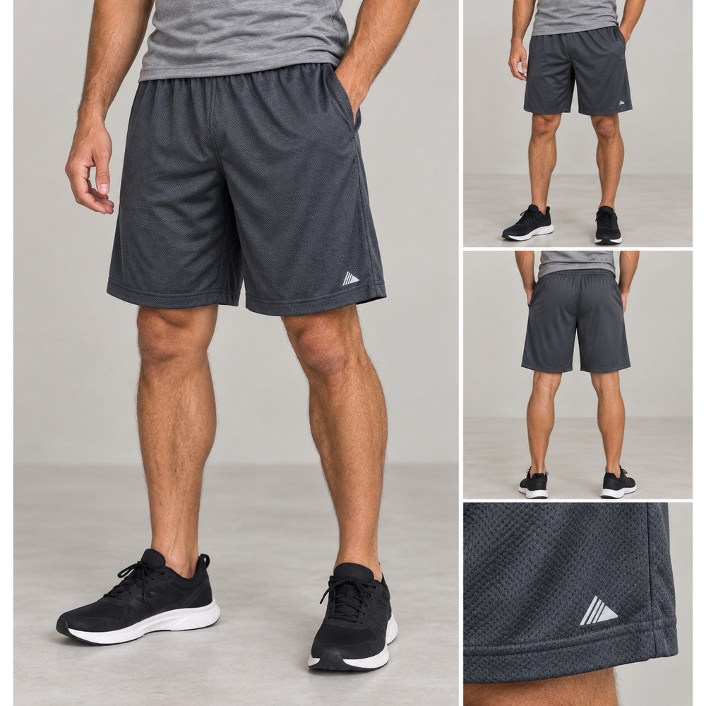 RBX Performance Mens Mesh Athletic Shorts Charcoal Gray X-Dri Gym Basketball M